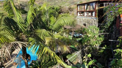 La Palma Finca P-184 Lage Pool und Sicht zum Salon